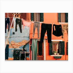 Laundry In Colorful Burano In Italy Canvas Print