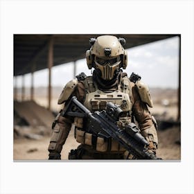 Futuristic robotic Soldier In Uniform 3 Canvas Print