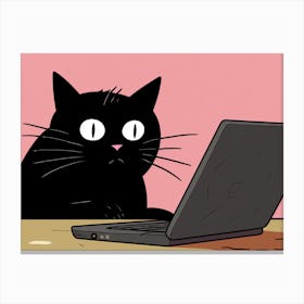 Cat On A Laptop Canvas Print
