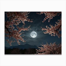 Moonlight Over Cherry Blossoms Canvas Print
