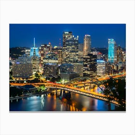 Amazing Pittsburgh Skyline In The Evening Canvas Print