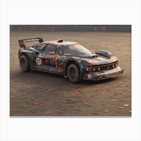 Race Car On A Dirt Track Canvas Print