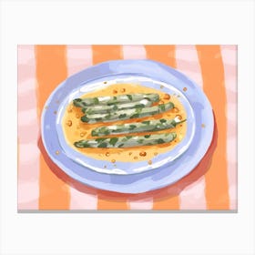A Plate Of Asparagus, Top View Food Illustration, Landscape 4 Canvas Print