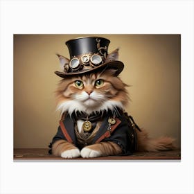 Steampunk Cat 10 Canvas Print