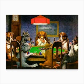 Funny Dog Playing Card Poker 2 Canvas Print
