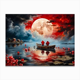 Full Moon with Fishermen Canvas Print