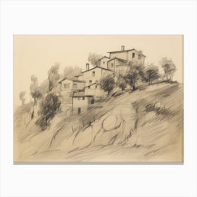 French Villa Architecture Sketch Canvas Print