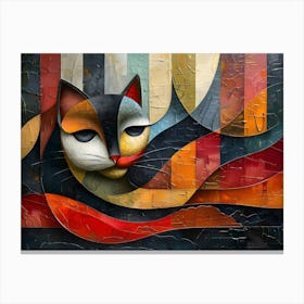 Cat Painting, Cubism Canvas Print