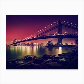 Brooklyn Bridge At Night Canvas Print