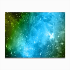 Sky Blue Green Galaxy Space Background Canvas Print