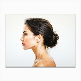 Side Profile Of Beautiful Woman Oil Painting 21 Canvas Print