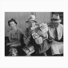 Untitled Photo, Possibly Related To Postman Loaded With Mail Waiting For Streetcar, Streetcar Terminal, Oklahoma Canvas Print