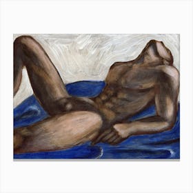 Male Nude On Blue - Anton Maliar painting man homoerotic erotic adult mature bedroom painting Canvas Print