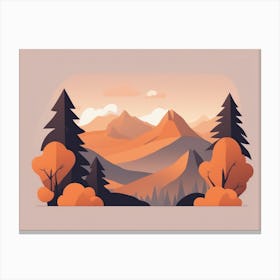 Misty mountains horizontal background in orange tone 135 Canvas Print
