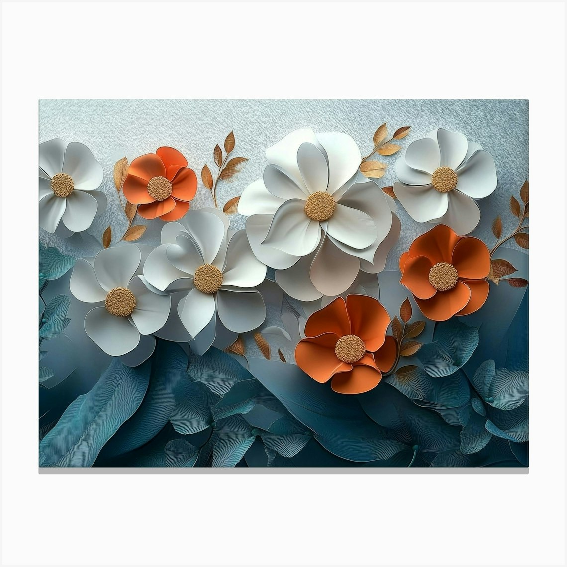 3d Flower And Art Painting Canvas Print by Divine Studio