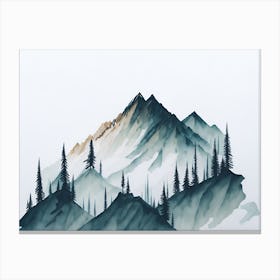 Mountain And Forest In Minimalist Watercolor Horizontal Composition 94 Canvas Print