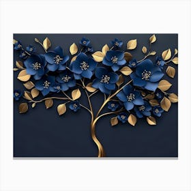 Blue Flower Tree Canvas Print