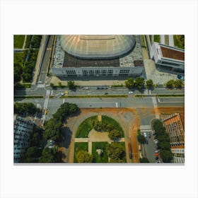 drone view of italian park. business district City Life Milan Canvas Print