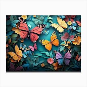 Butterflies In The Garden 3 Canvas Print