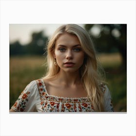 Portrait Of A Girl In A Field Canvas Print