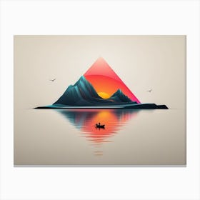 Sunset In The Mountains minimalist vector art logo illustration of a dark inugami Canvas Print