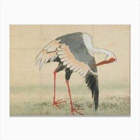 Hokusai Ukiyo-e Crane With Long Legs Canvas Print