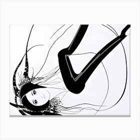 Black And White Drawing Of A Woman Canvas Print