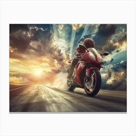 Motorcycle Rider On The Road 10 Canvas Print