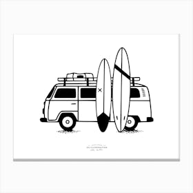 Surf Bus Safari Fineline Illustration Canvas Print