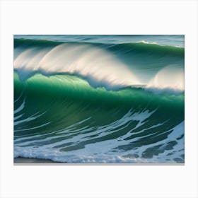 A Powerful, Green Ocean Wave Curls And Breaks, Creating A Dramatic Display Of Nature S Force Canvas Print