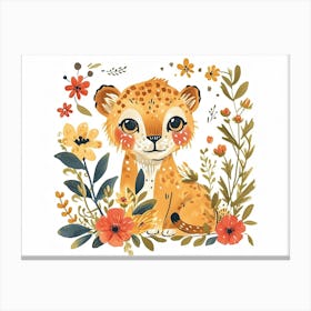 Little Floral Mountain Lion 5 Canvas Print