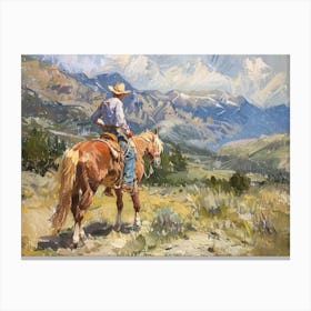 Cowboy In Rocky Mountains 2 Canvas Print