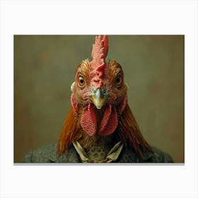 Absurd Bestiary: From Minimalism to Political Satire. Portrait Of A Rooster Canvas Print