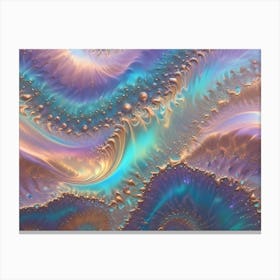 Abstract Image Of Swirling, Fluid Colors In Shades Of Purple, Teal, And Gold Canvas Print