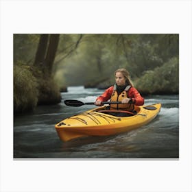 Kayaker On A River Canvas Print