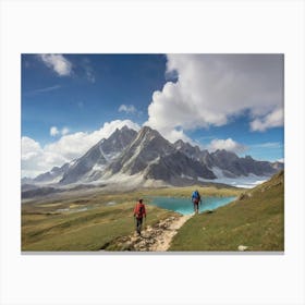 Two Hikers On A Trail Canvas Print