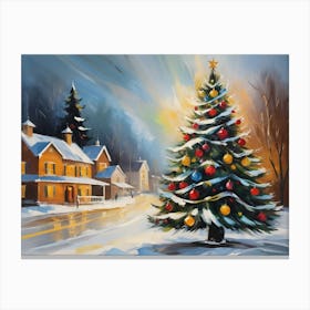 Christmas Tree In The Snow Canvas Print