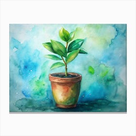 Potted Plant Watercolor Painting 2 Canvas Print