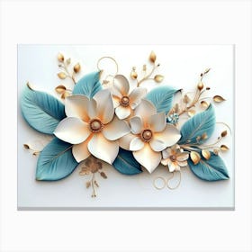 3d Flowers on White Background Canvas Print