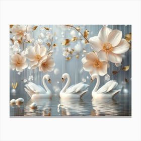 3D Flowers On A 3d Background Canvas Print