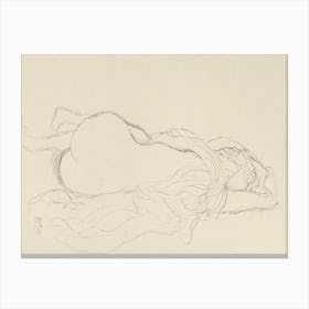 Reclining Nude With Drapery, Back View, Gustav Klimt Canvas Print