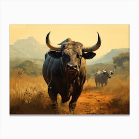 African Buffalo Herd Realism 1 Canvas Print