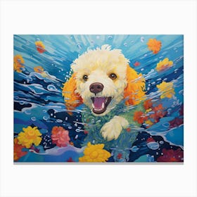 Poodle Dog Swimming In The Sea Canvas Print