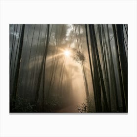 Misty Bamboo Forest Paintings Art Print Canvas Print