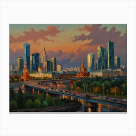 Moscow Skyline 2 Canvas Print