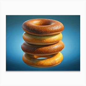 Stack Of Freshly Baked Bagels Canvas Print