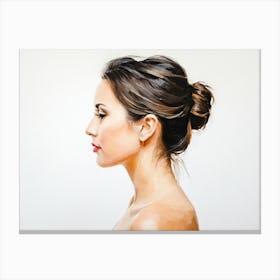 Side Profile Of Beautiful Woman Oil Painting 40 Canvas Print