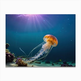 Jellyfish In The Ocean Canvas Print