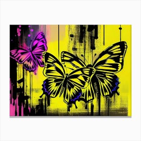 Butterflies On A Yellow Background 3 Canvas Print