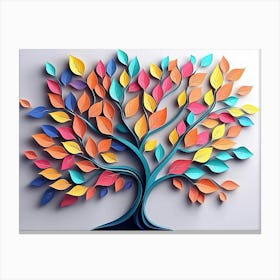 Colorful Tree with Leaves on Hanging Branches 9 Canvas Print